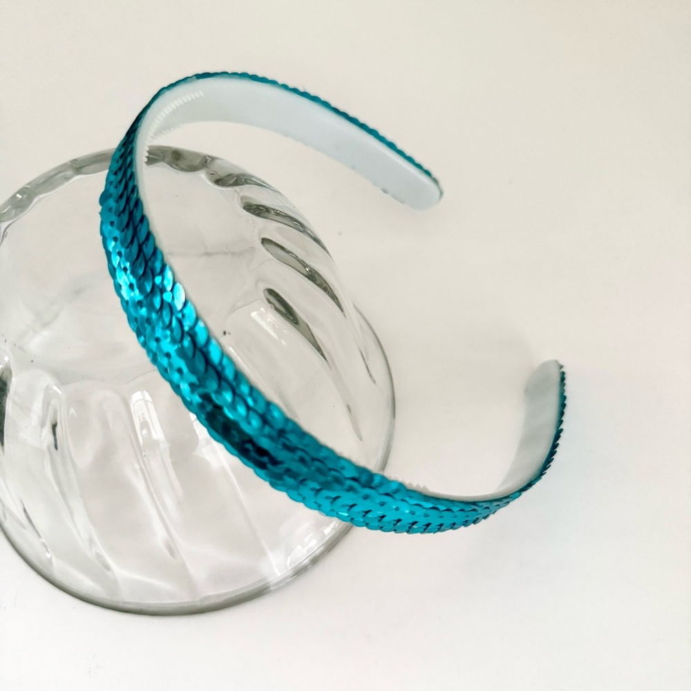 🎀 5/$25 Vintage Turquoise Sequin Headband - Picture 2 of 13